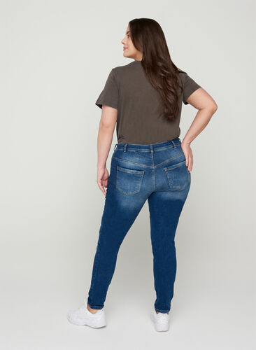 Extra slim Sanna jeans with a regular waist, Dark blue denim, Model image number 1