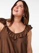 Sleeveless midi dress with ruffle details, Brown, Model image number 3