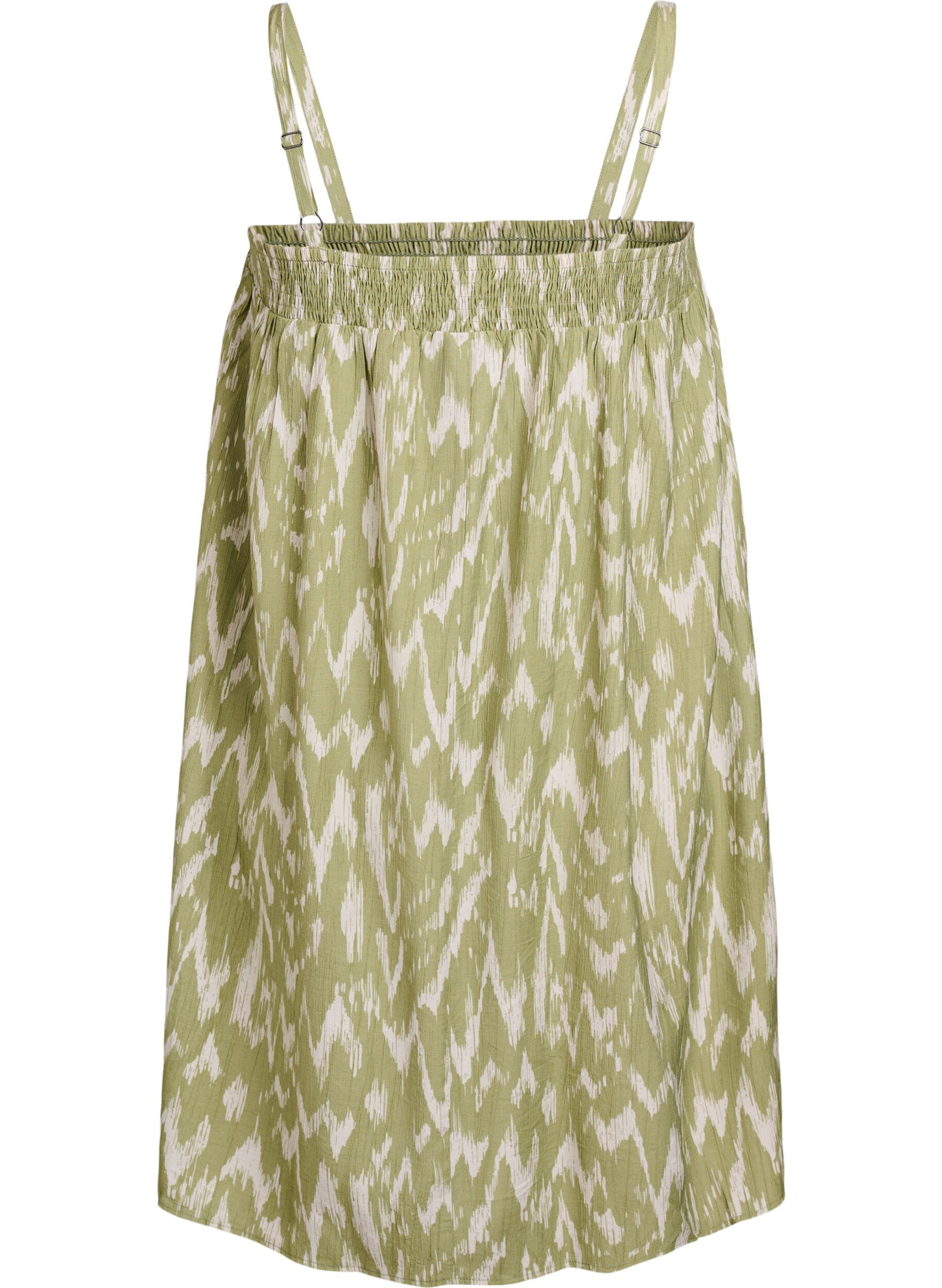 Zizzifashion Short viscose dress with spaghetti straps, Green, Packshot image number 1