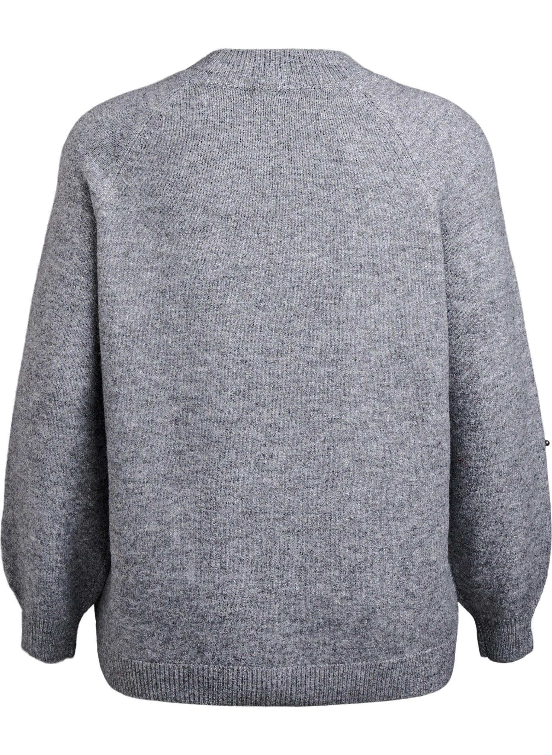 ZizzifashionJumper with pearl embroidery, Grey, Packshot image number 1