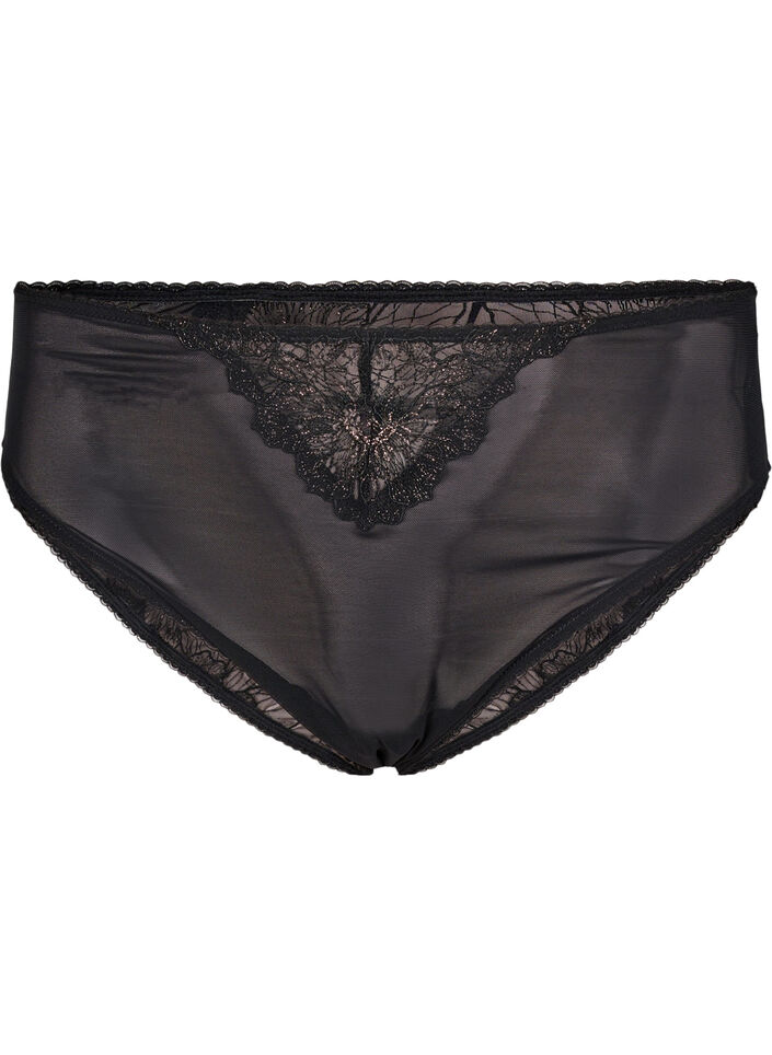 Tai briefs in mesh with lace details, Black, Packshot image number 0