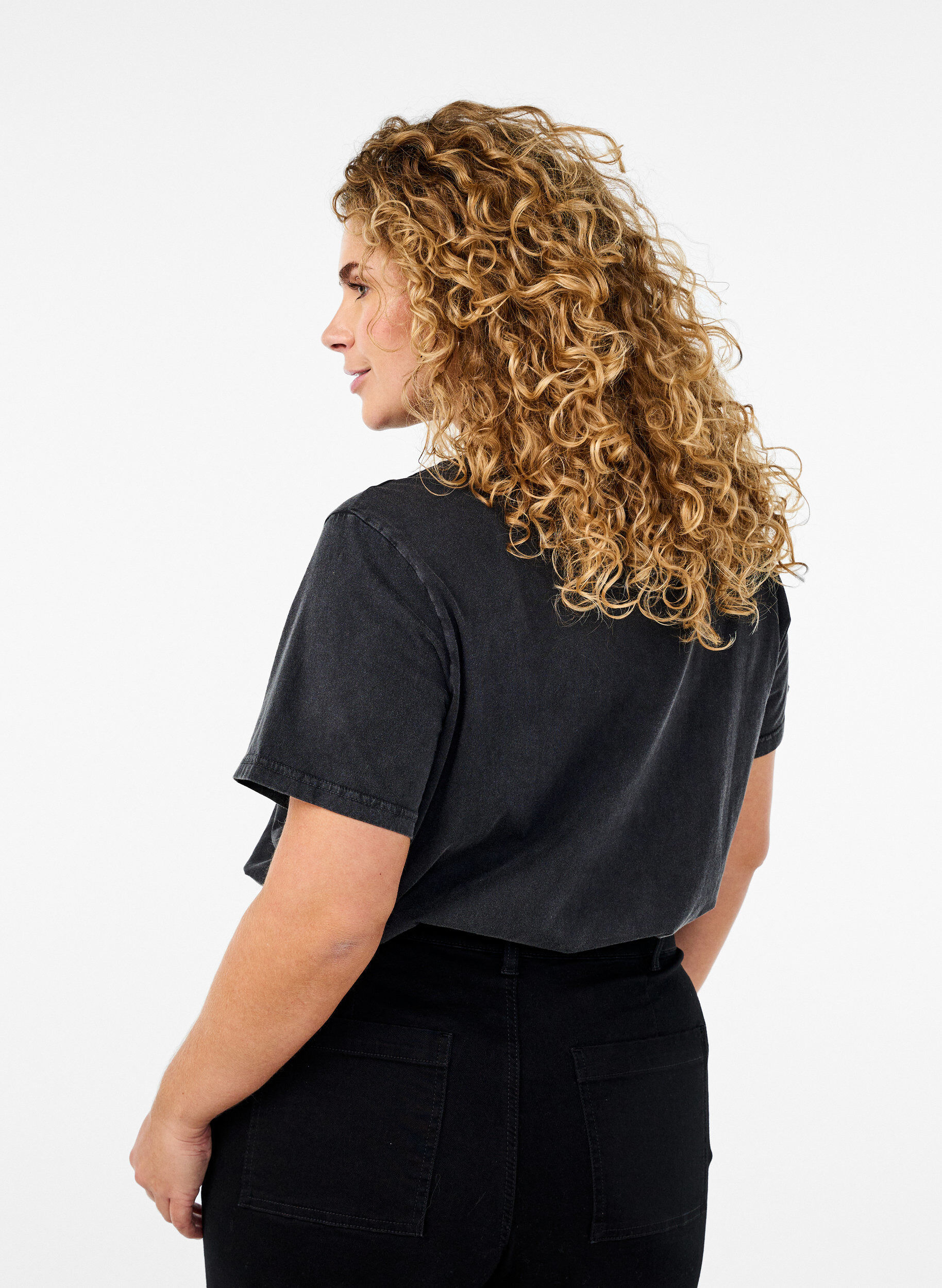 Zizzifashion T-shirt in organic cotton with graphic print, Grey, Model image number 2