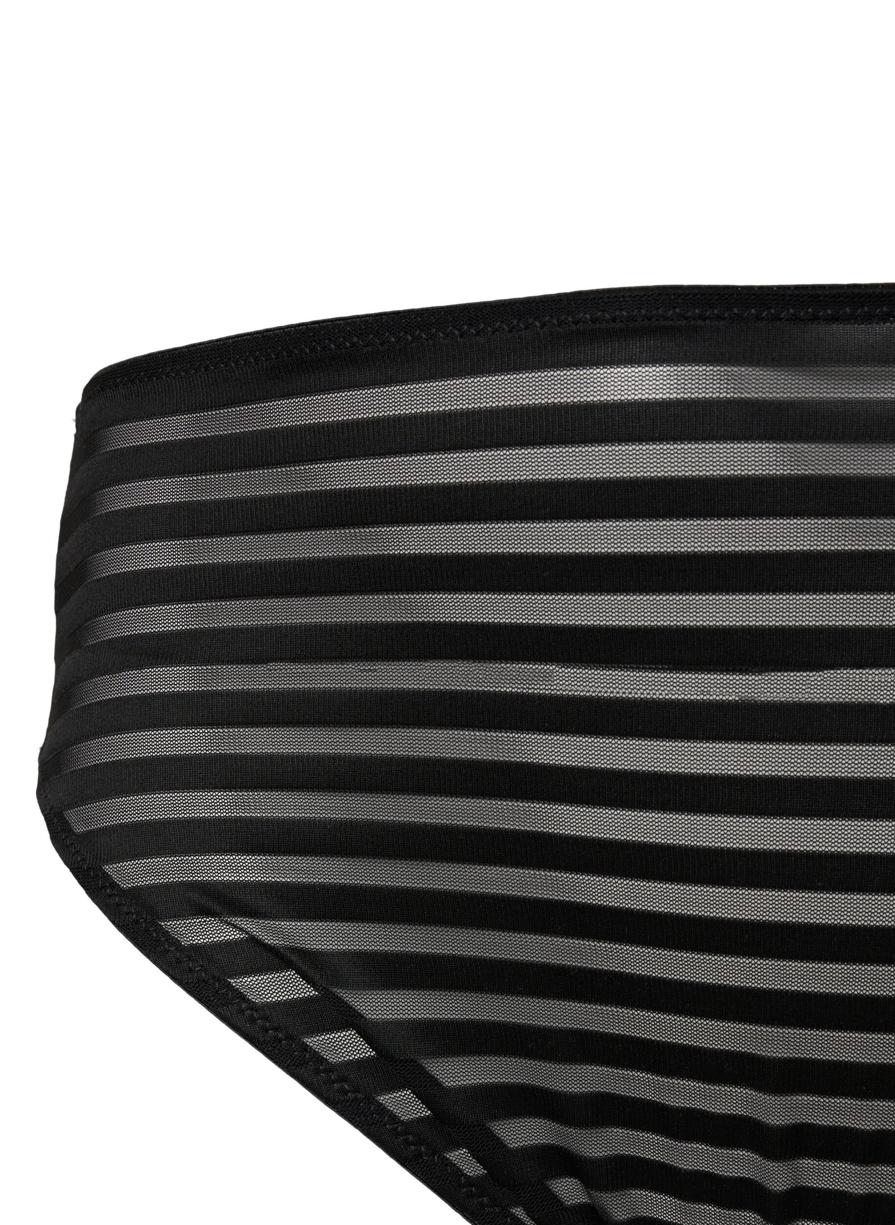 Zizzifashion Striped tai briefs with regular waist, Black, Packshot image number 2