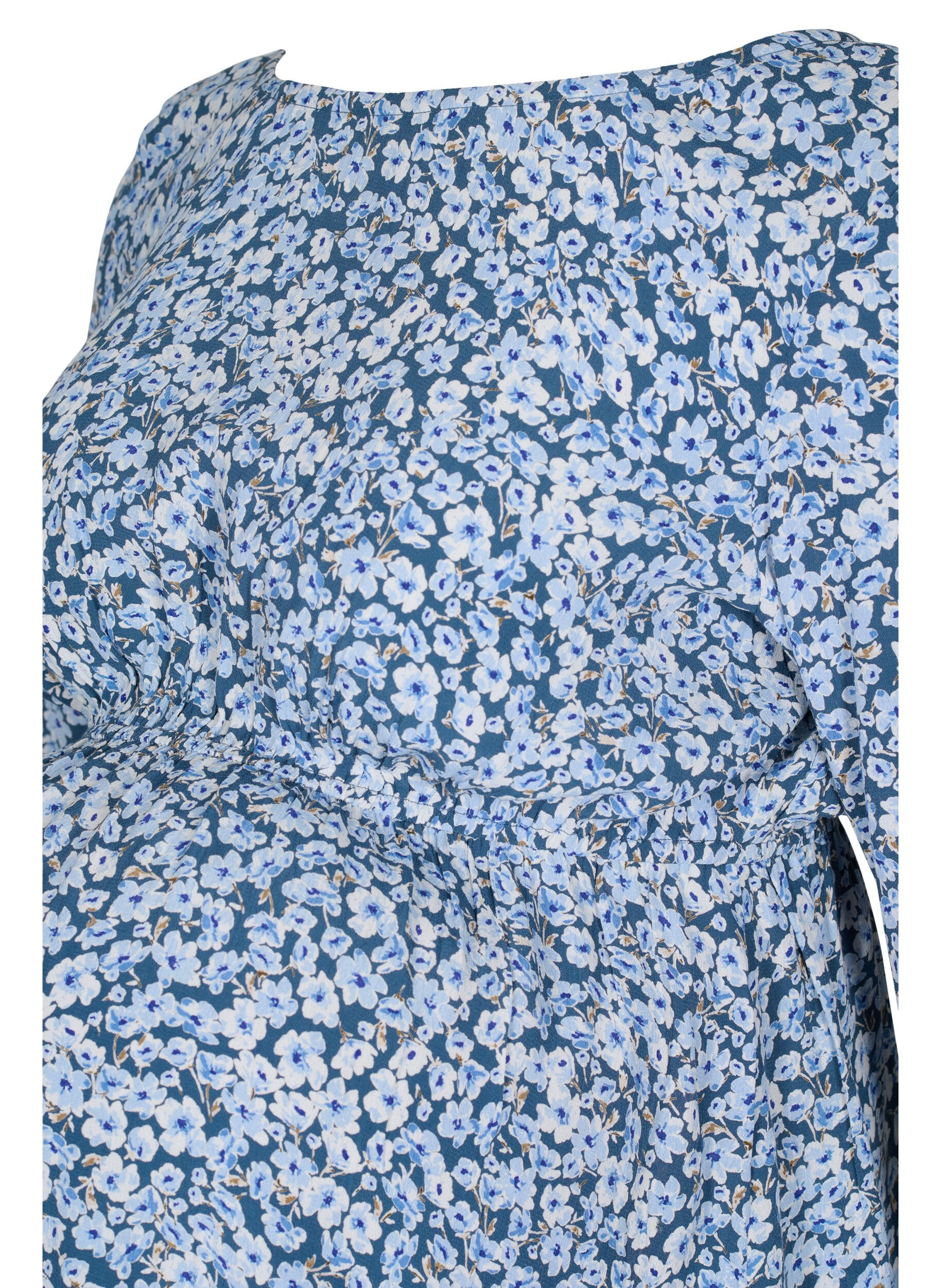 Zizzifashion Maternity blouse in viscose and floral print, Blue Flower AOP, Packshot image number 2