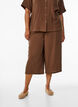Culotte trousers in cotton muslin with high waist, Brown, Model image number 2