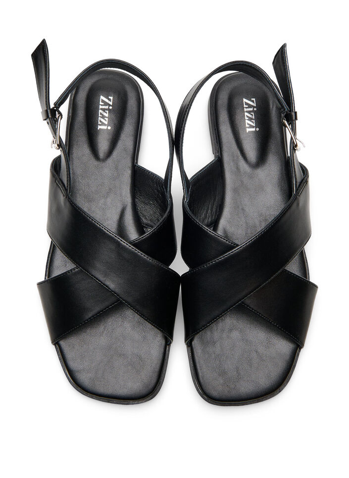 Leather sandal with criss-cross straps, Black, Packshot image number 2