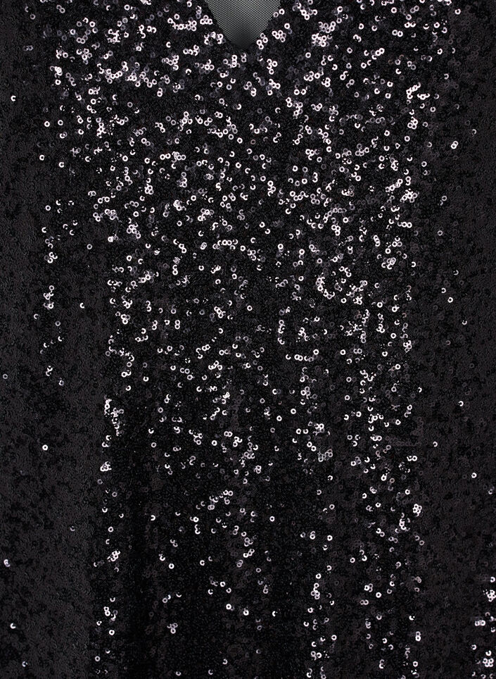 A-line sequin dress with long sleeves, Black, Packshot image number 2