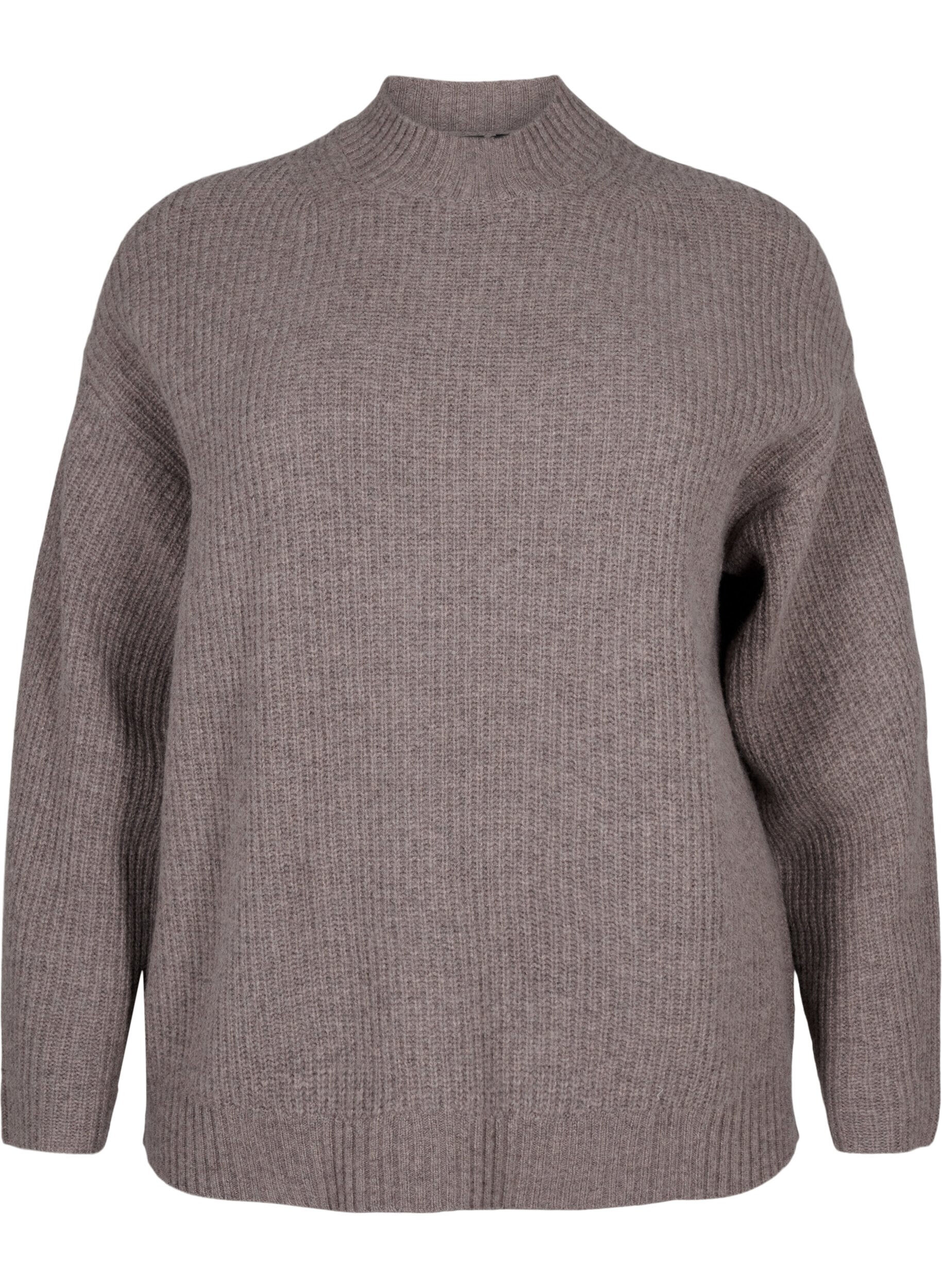Zizzifashion Loose knitted merino wool sweater, Desert Taupe Mel., Packshot image number 0