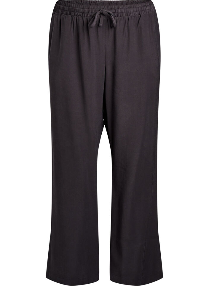 FLASH - Viscose trousers with elasticated waistband, Dark Grey, Packshot image number 0