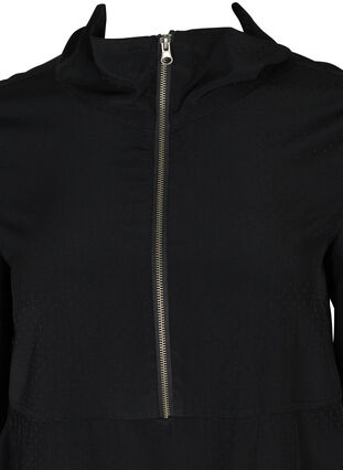 Long-sleeved tunic with a zip, Black, Packshot image number 2