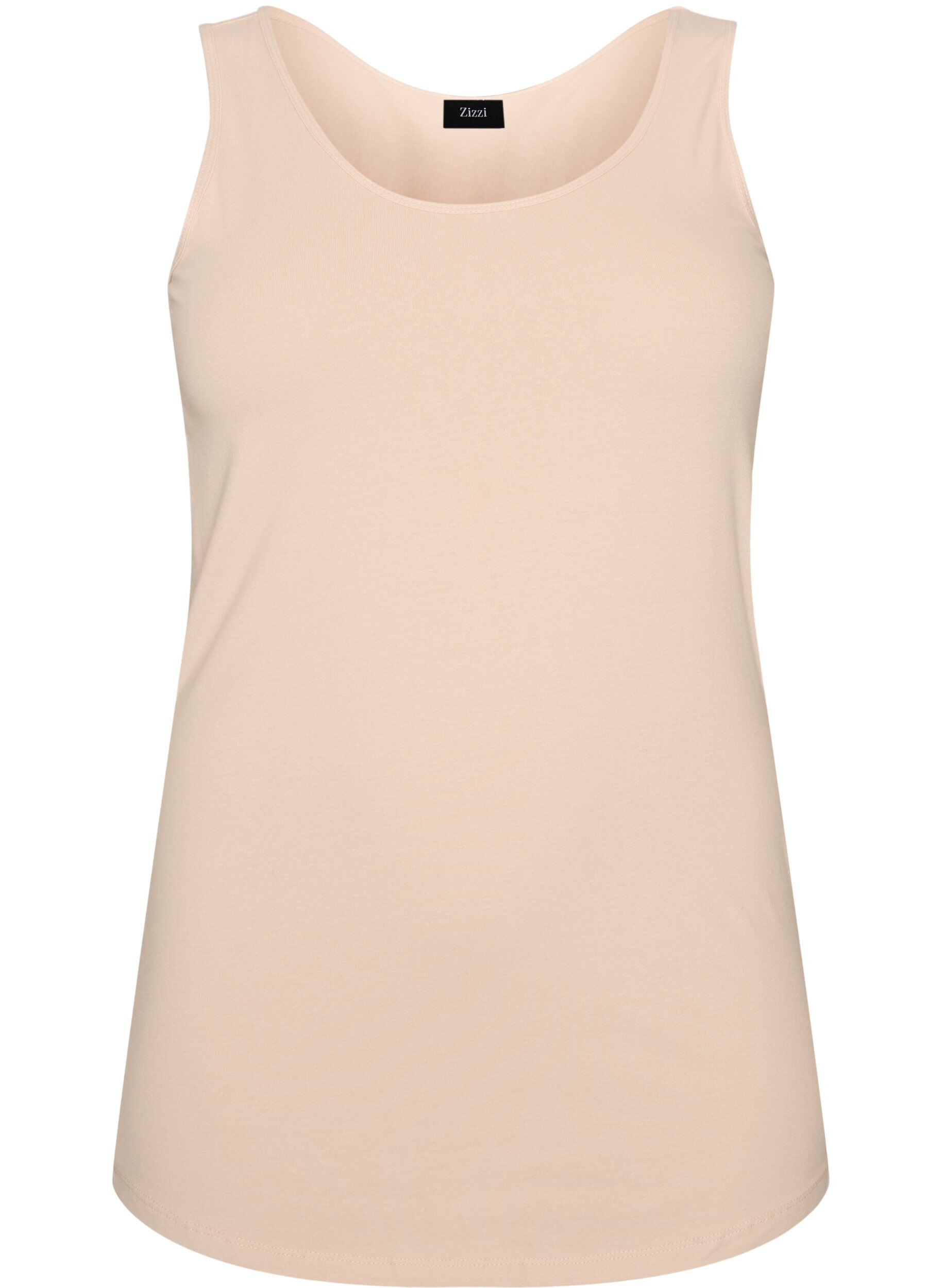 ZizzifashionSolid color basic top in cotton, Beige, Packshot image number 0