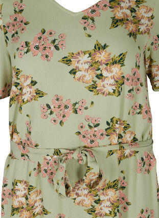 Short-sleeved midi dress in viscose, Light Green April, Packshot image number 2