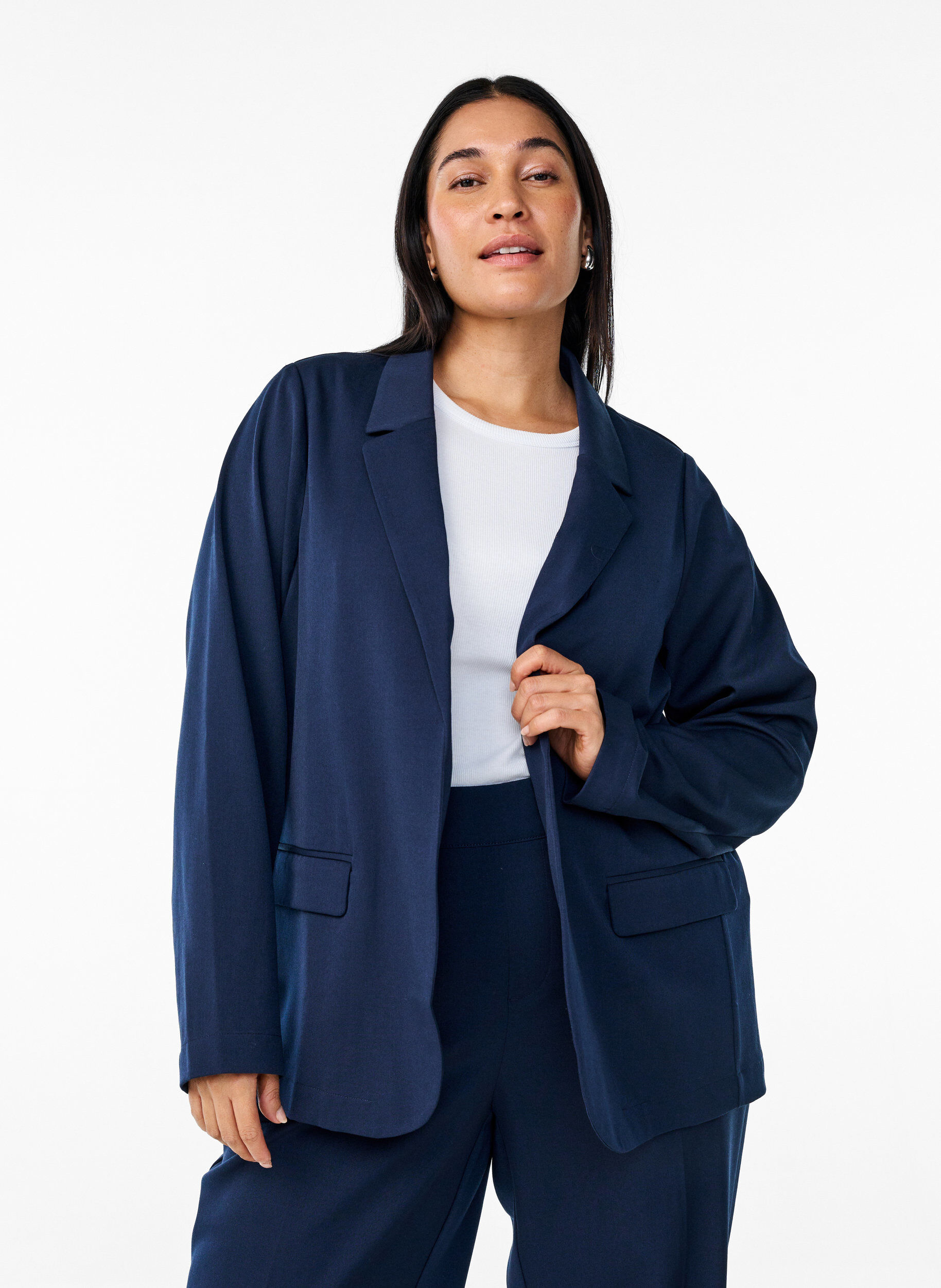 Zizzifashion Open blazer with pockets, Blue, Model image number 0