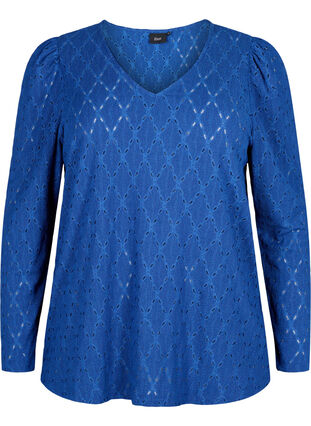 V-neck blouse with hole pattern, Limoges, Packshot image number 0