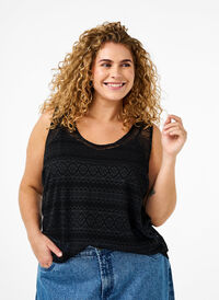 Sleeveless top with hole pattern, Black, Model