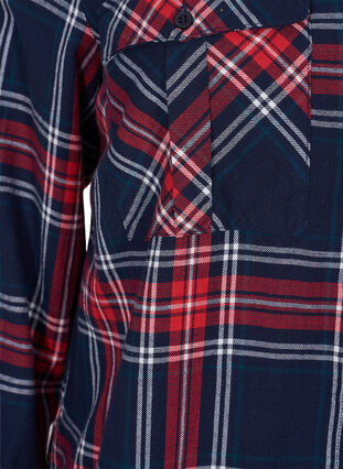 Checked shirt jacket with hood, Night Sky/Red Check, Packshot image number 3