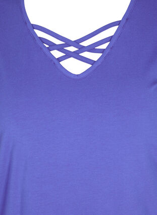V-neck top with cross details, Dazzling Blue, Packshot image number 2