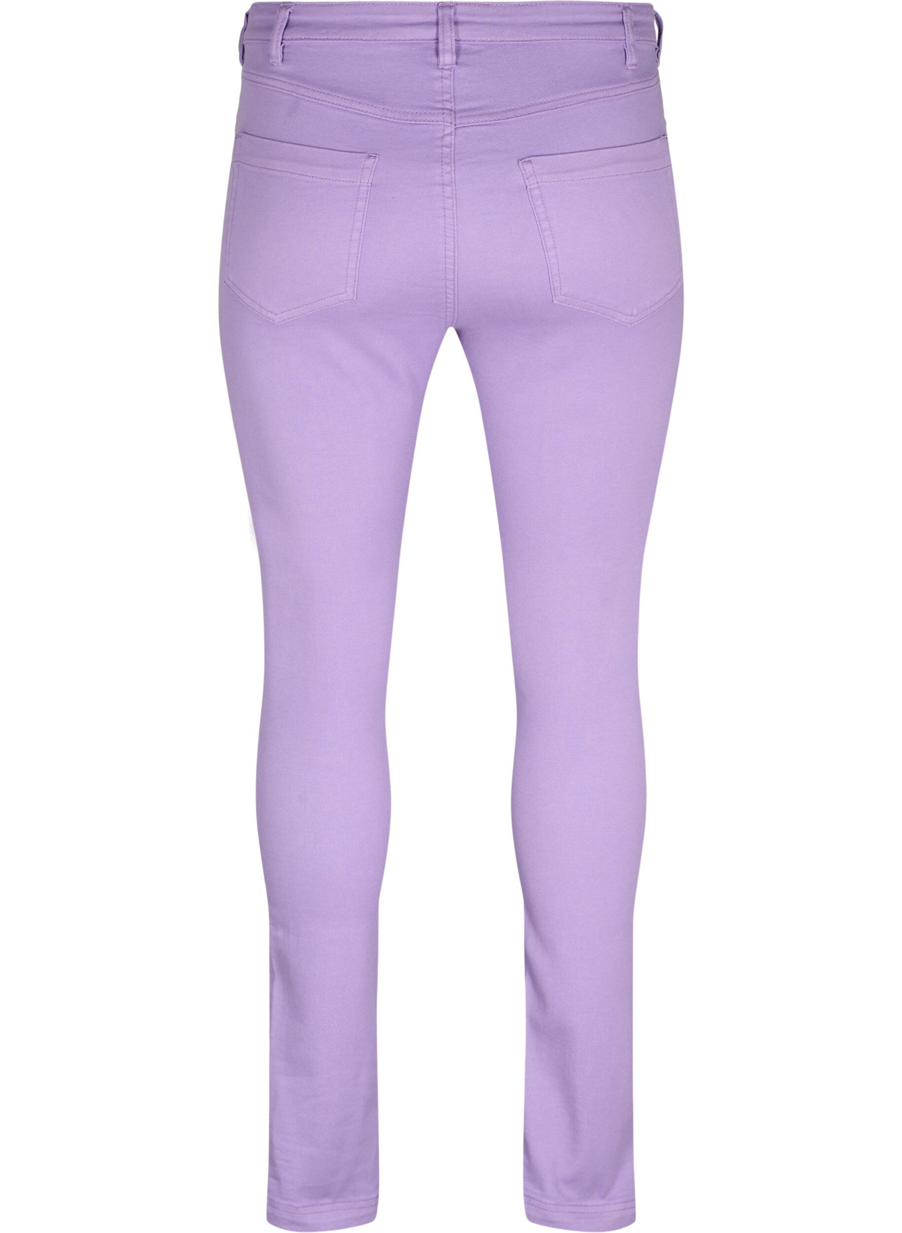 Zizzifashion High waisted Amy jeans with super slim fit, Chalk Violet, Packshot image number 1