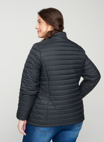 Short quilted jacket with a zip, Black, Model image number 1