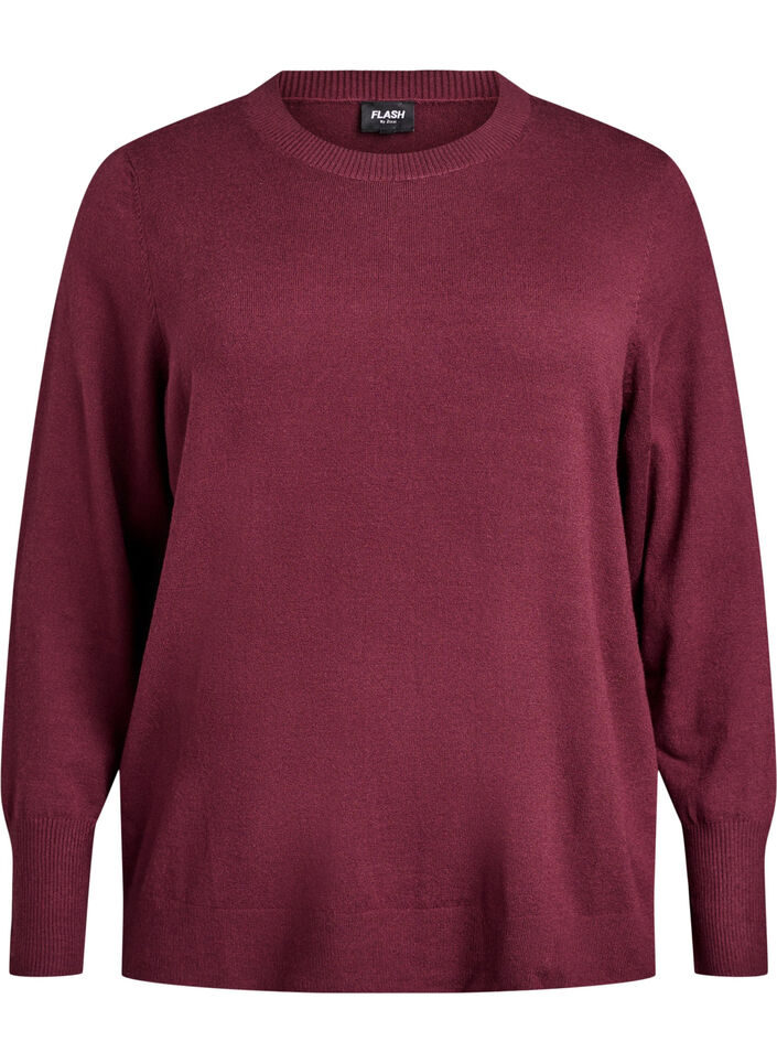 FLASH - Knitted blouse with a round neck, Red, Packshot image number 0