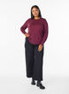 Knitted blouse with a round neck, Red, Model image number 1