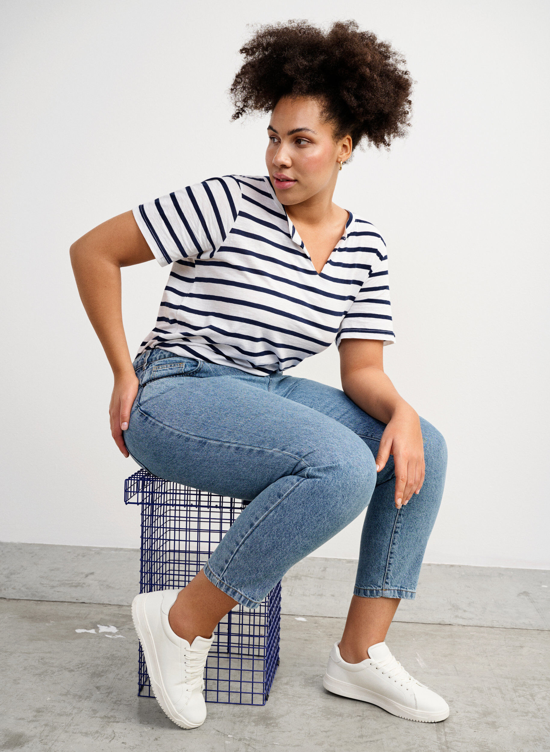 Zizzifashion Wide fit leather trainers , White, Image image number 0