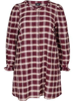Long-sleeved tunic with a checked print, Port Royal Check, Packshot image number 0
