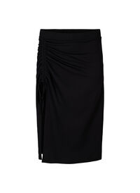 Midi skirt with slit and ruched effect
