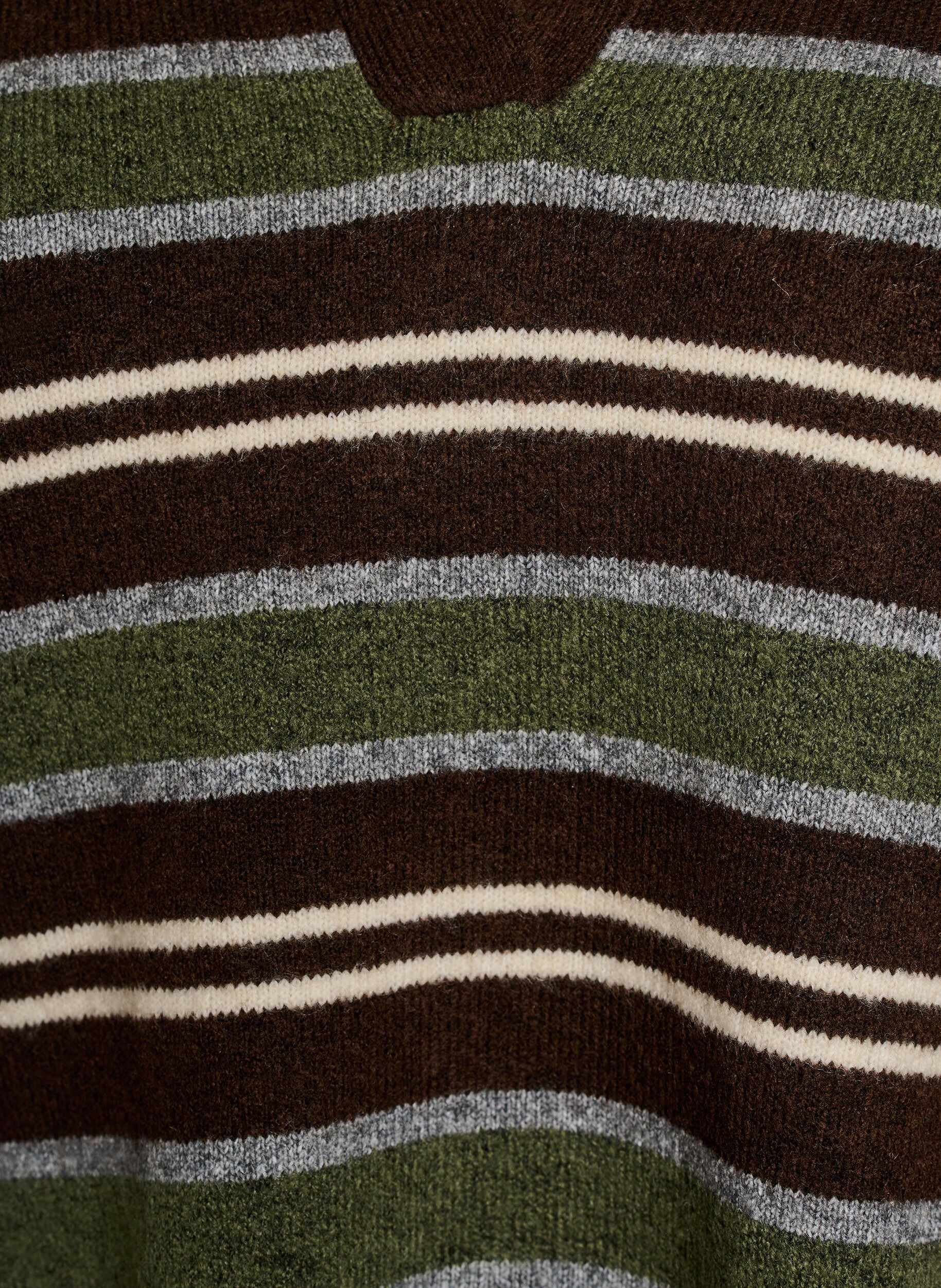 ZizzifashionKnitted blouse with stripes and polo collar, Brown, Packshot image number 2