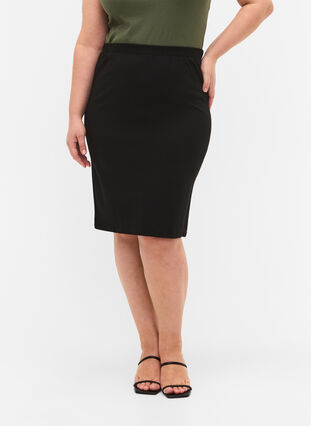 Solid coloured close-fitting skirt, Black, Model image number 2
