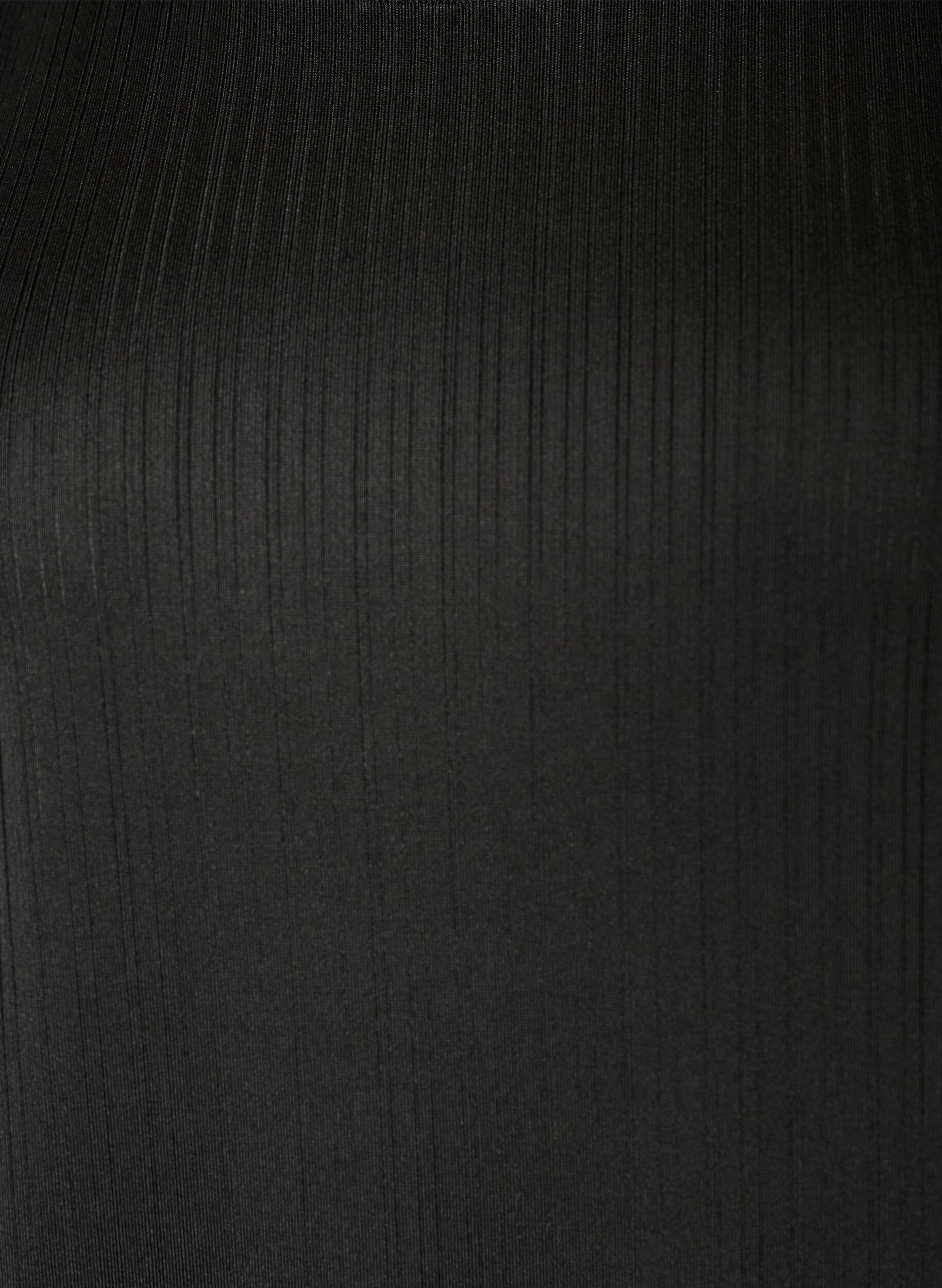 Zizzifashion Jersey blouse with textured stripes and a smocked hem, Black, Packshot image number 2