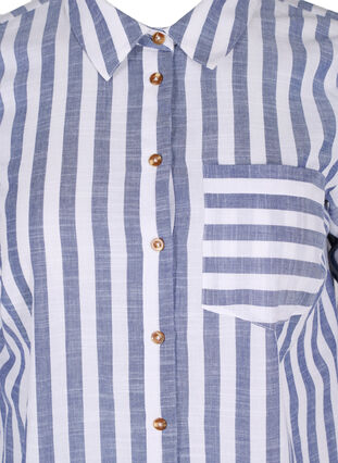 Long striped shirt in cotton, Blue Y/D, Packshot image number 2
