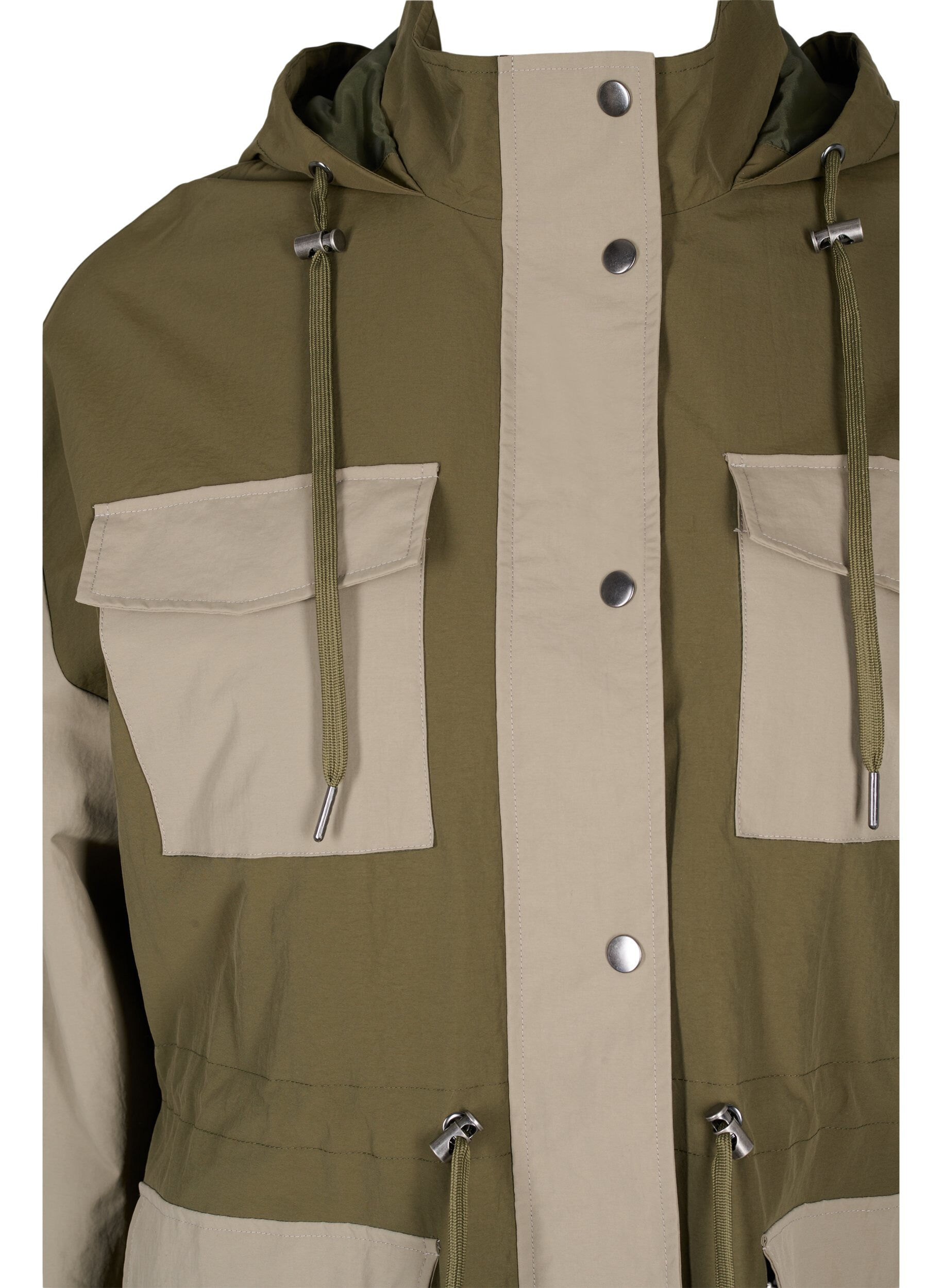 Zizzifashion Contrast jacket with pockets, Dark Olive Comb., Packshot image number 2