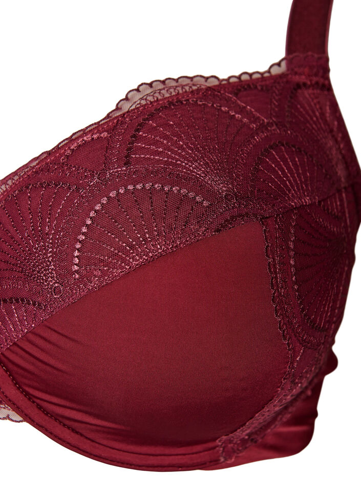 Padded underwired bra with lace and U-back, Red, Packshot image number 2