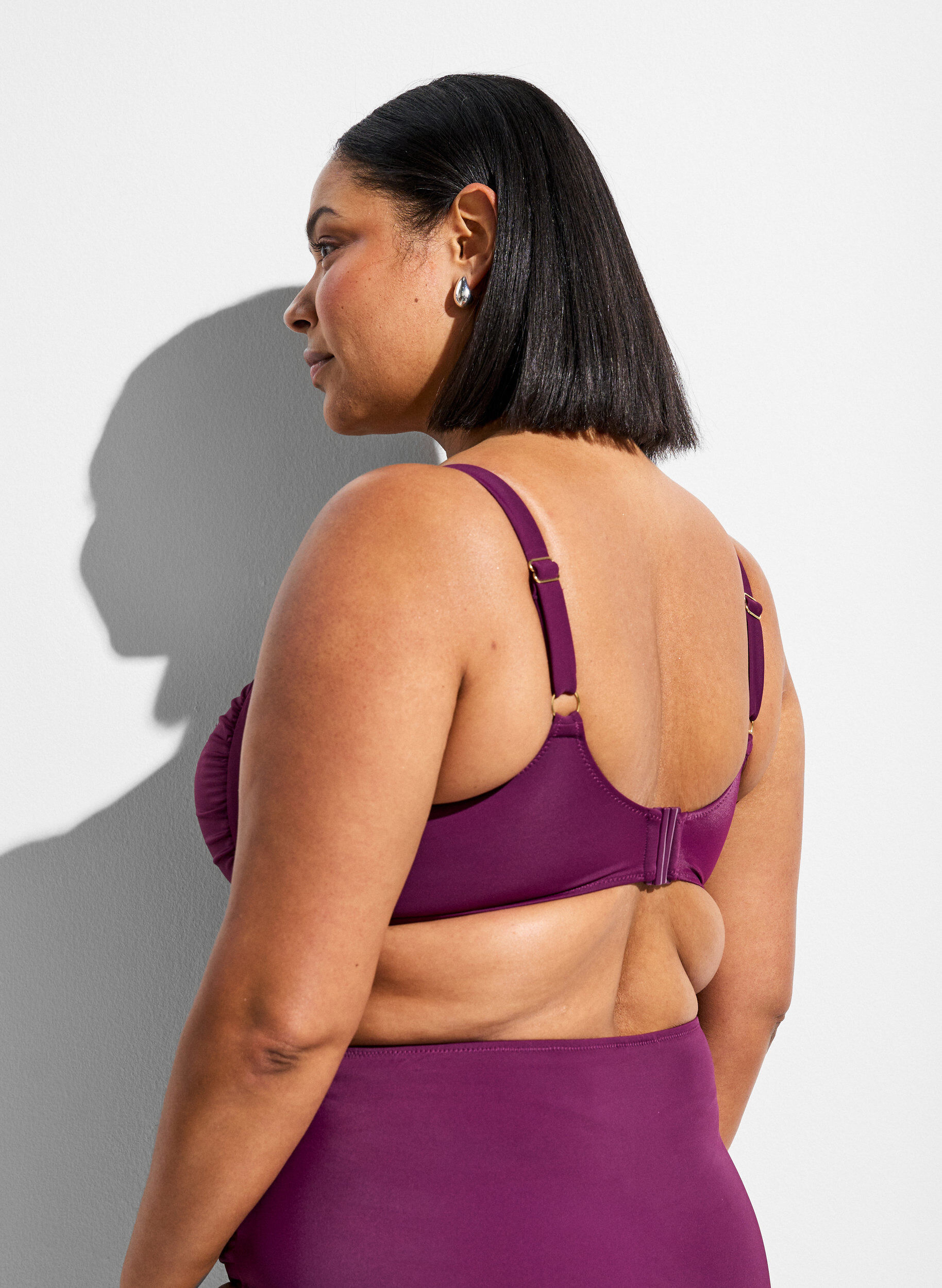 Zizzifashion Padded bikini top with ring detail, Purple, Model image number 2