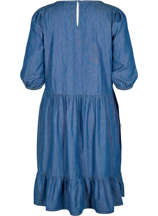 Denim dress made of cotton with 3/4 sleeves, Blue, Packshot image number 1