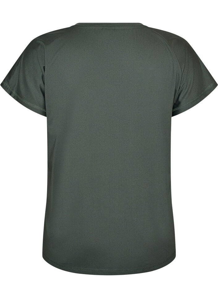 Loose training t-shirt with V-neck, Green, Packshot image number 1