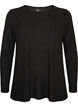 Jersey blouse with ribbed structure and long sleeves, Black, Packshot image number 0
