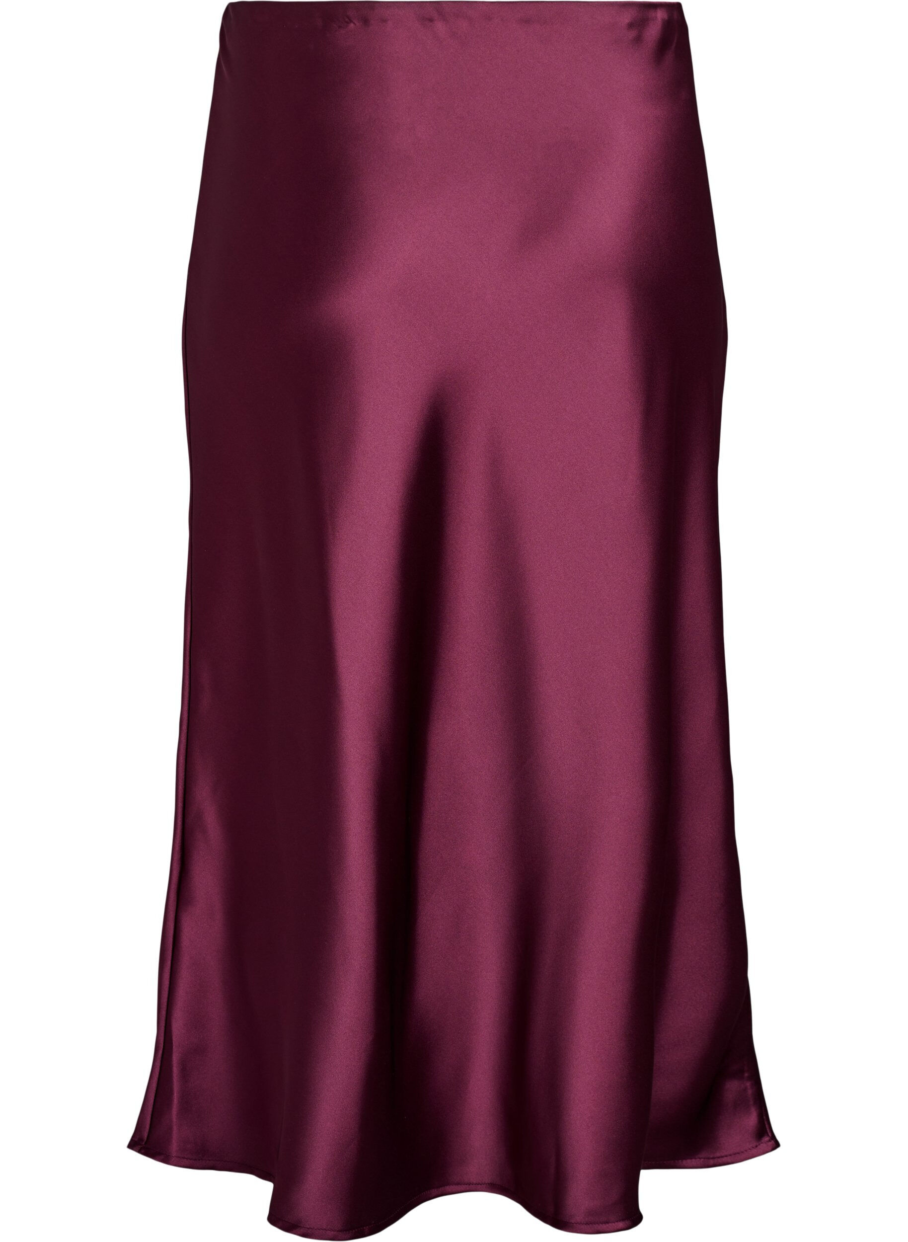 Zizzifashion Satin midi skirt, Dark Bordeaux, Packshot image number 1