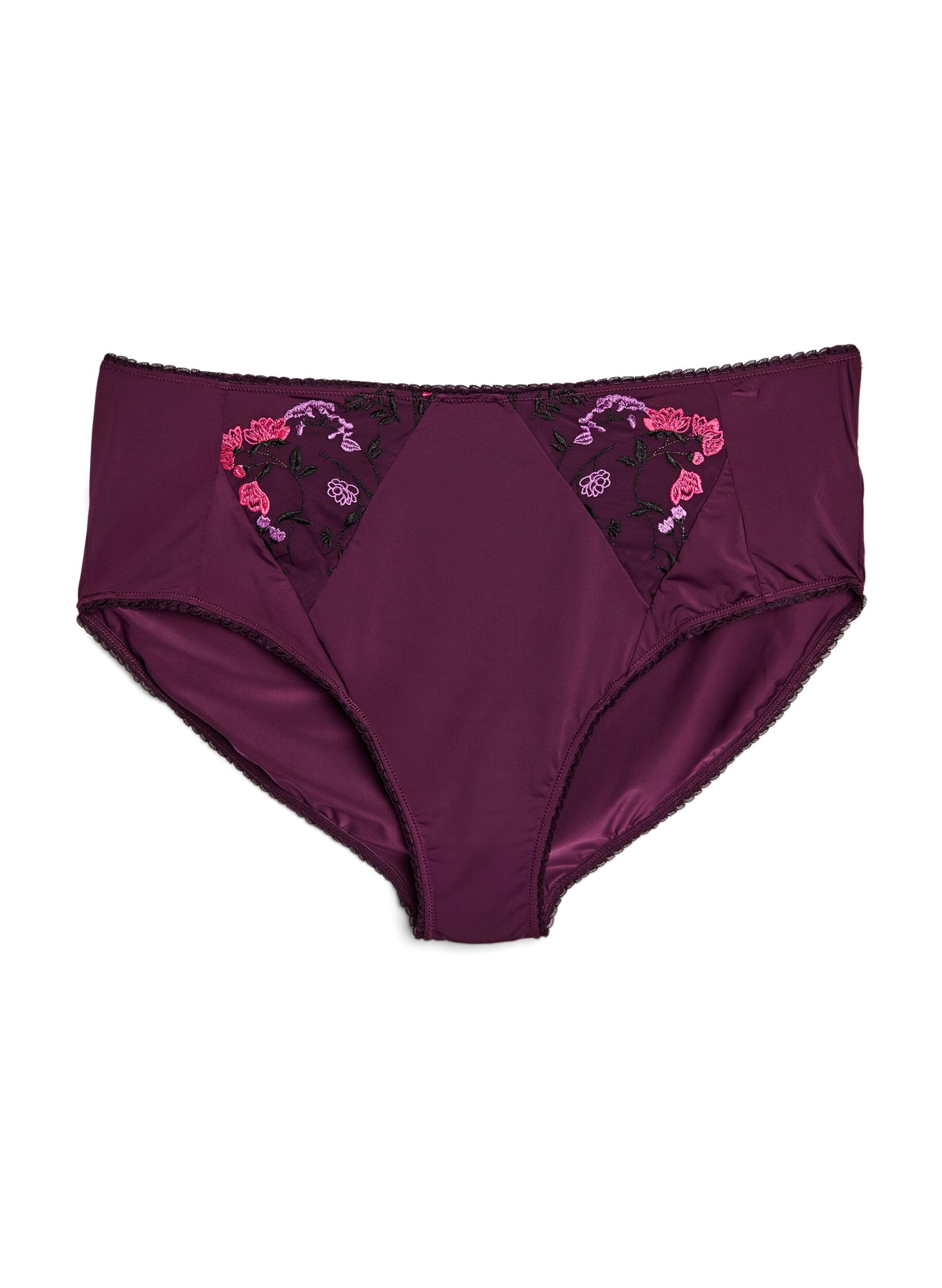 Briefs in microfiber with floral embroidery