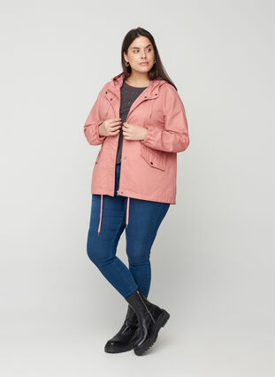 Short jacket with a hood and pockets, Ash Rose, Model image number 2