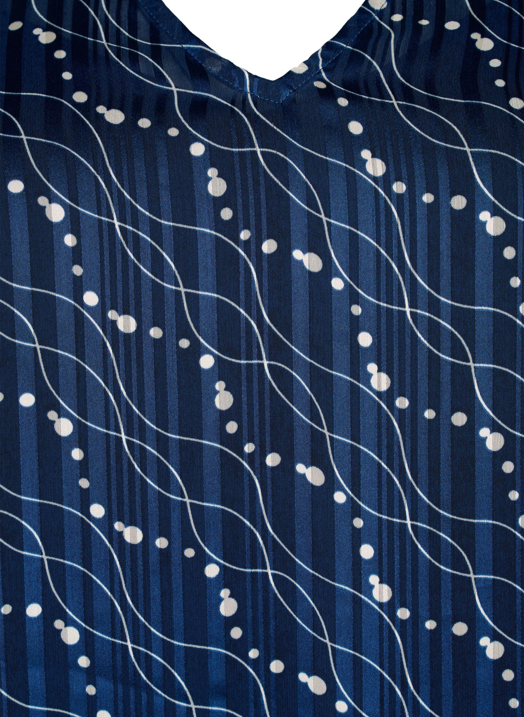 Zizzifashion Printed dress with v-neck and 3/4 sleeves, Dress Bl. Swirl AOP, Packshot image number 2