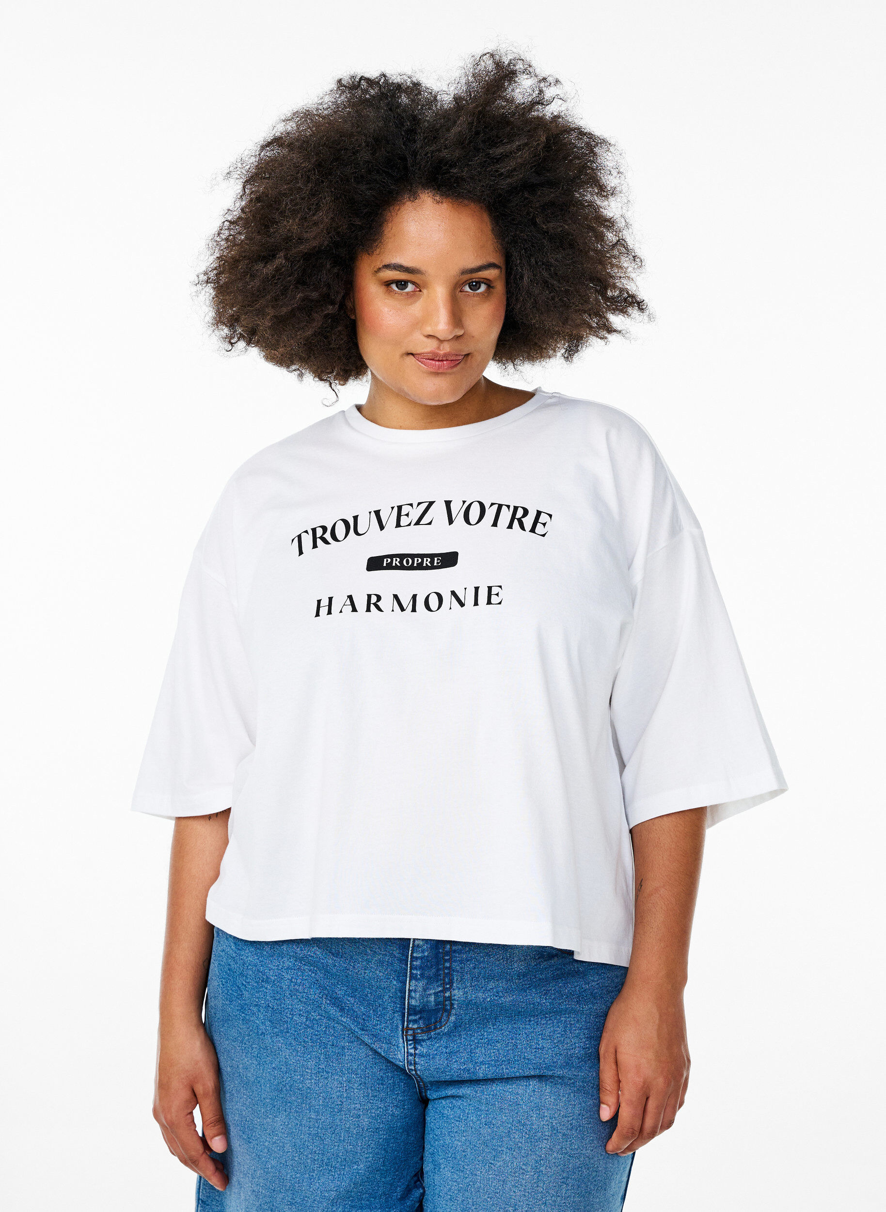 Zizzifashion Short T-shirt with a loose fit, White, Model image number 0
