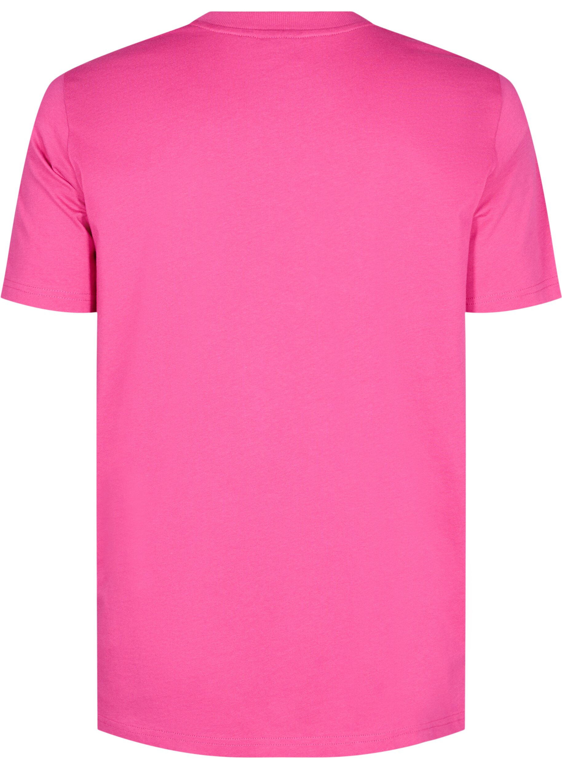 Zizzifashion Basic cotton T-shirt with round neck, Rose, Packshot image number 1