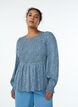 Blouse with smocked top and floral print, Blue, Model image number 0