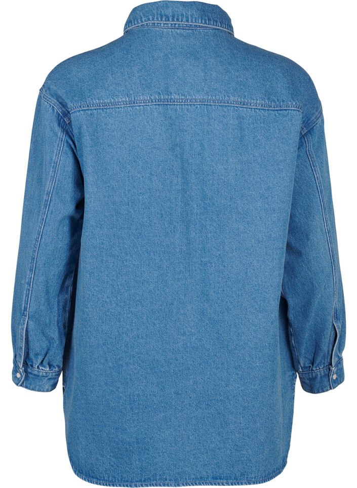 Denim shirt with rhinestones, Light Blue Denim, Packshot image number 1