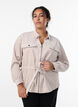 Corduroy shacket with tie belt and pockets, Beige, Model image number 0
