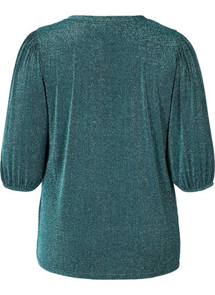 Glitter blouse with 3/4-length sleeves, BLUE , Packshot image number 1