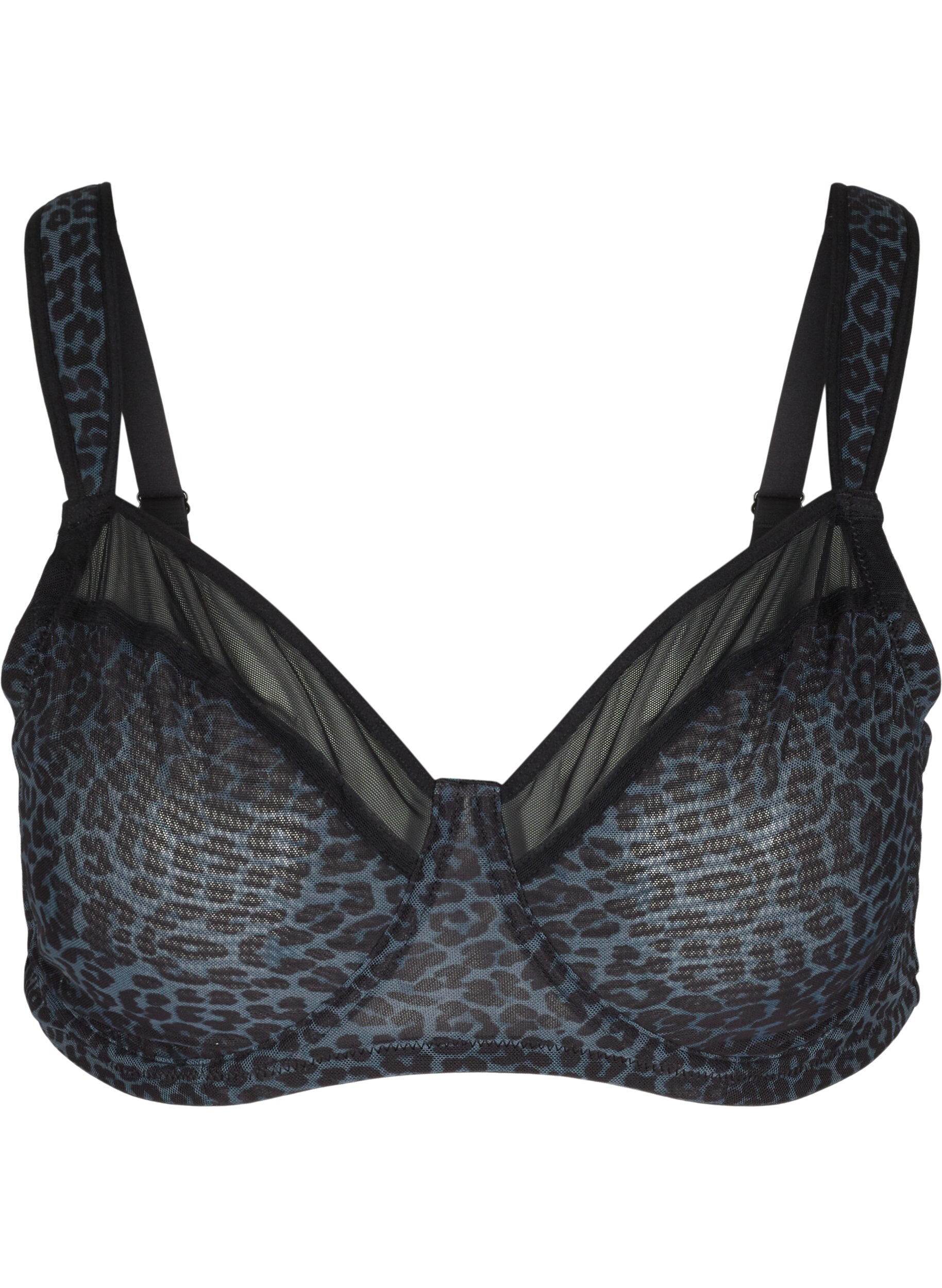Zizzifashion Bra  with print and mesh, Grey Leopard, Packshot image number 0