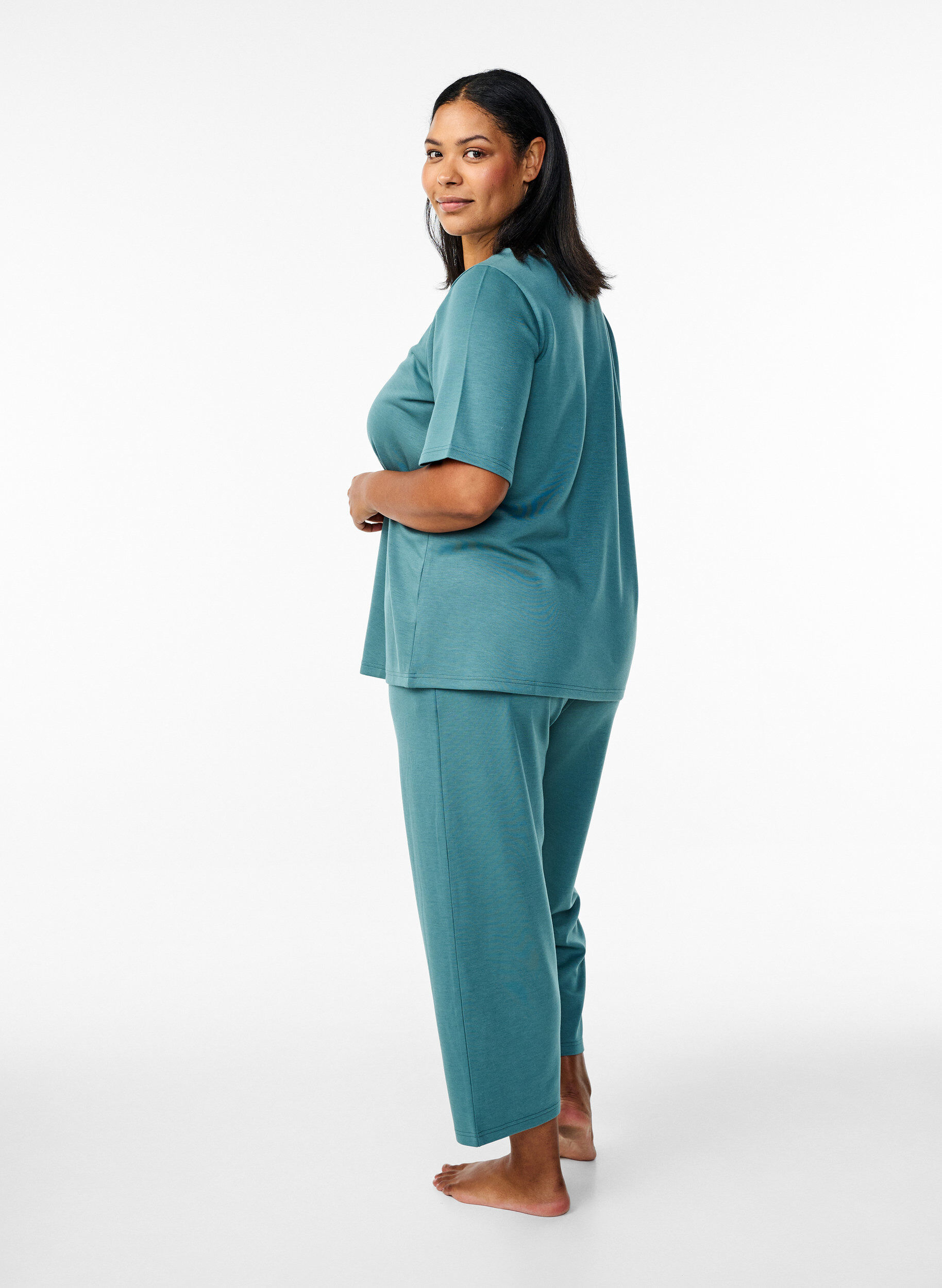 Zizzifashion 7/8 modal mix pants with pockets, Green, Model image number 1